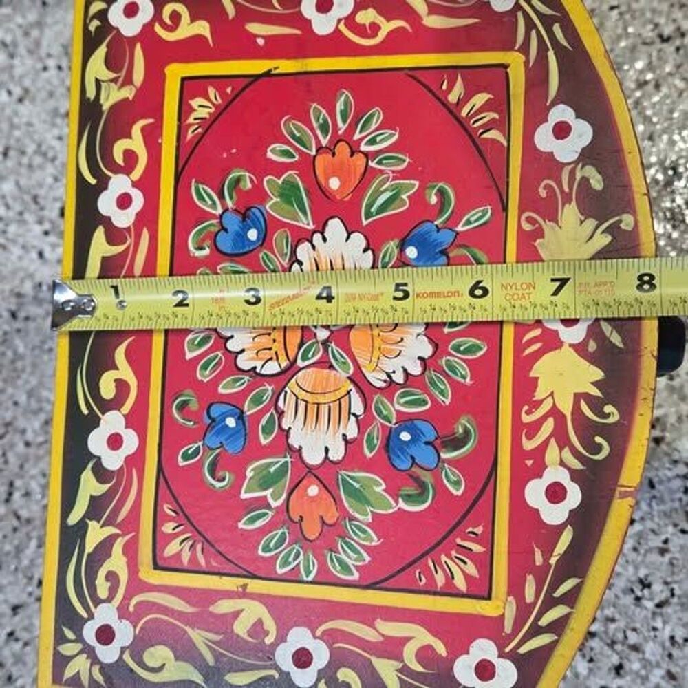 Vintage Indian Hand Painted Wooden Jewelry Chest 5 Drawer Rajasthani Folk Art 10 - Picture 7 of 10